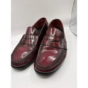 Rockport Leather Slip On Penny Loafer Shoes Mens Size 9 Burgundy Preppy Western